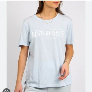 Brunette The Label Rest and Reinvent Core Tee/ Summer Sky/White